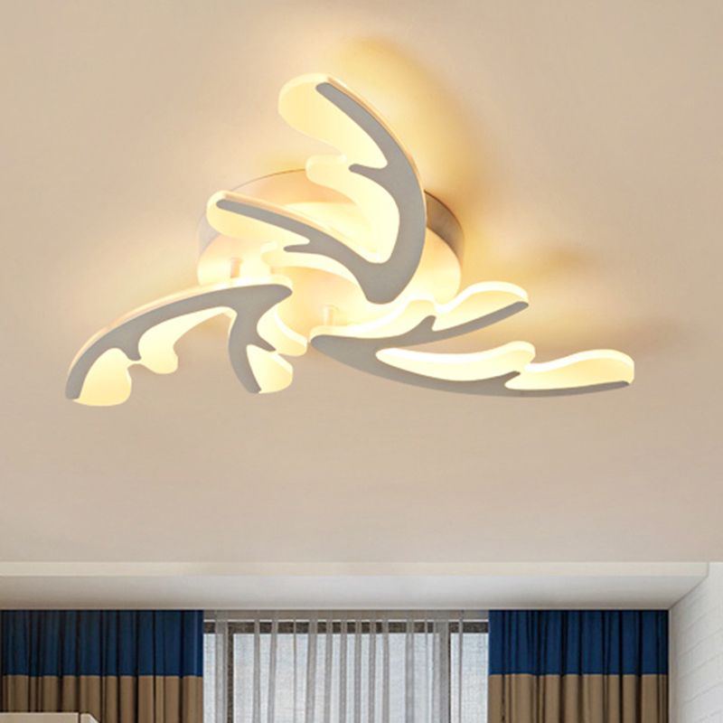 Nordic Antler LED Flush Mount Lighting Acrylic Bedroom Ceiling Mounted Light in White