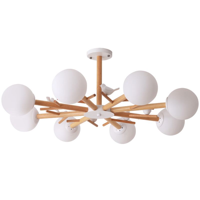 Globe Chandelier Light Fixture Modern Cream Glass Pendant Lighting for Restaurant