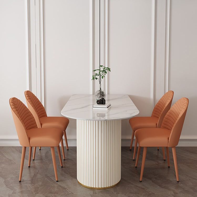 Mesa de comedor de piedra sinterizada glamorosa Mesa estándar con base de pedestal doble