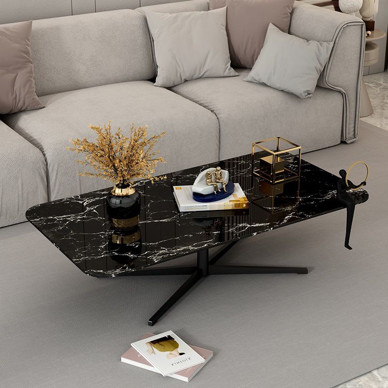 Abstract Coffee Table Rectangle Slate/Marble Top Coffee Cocktail Table