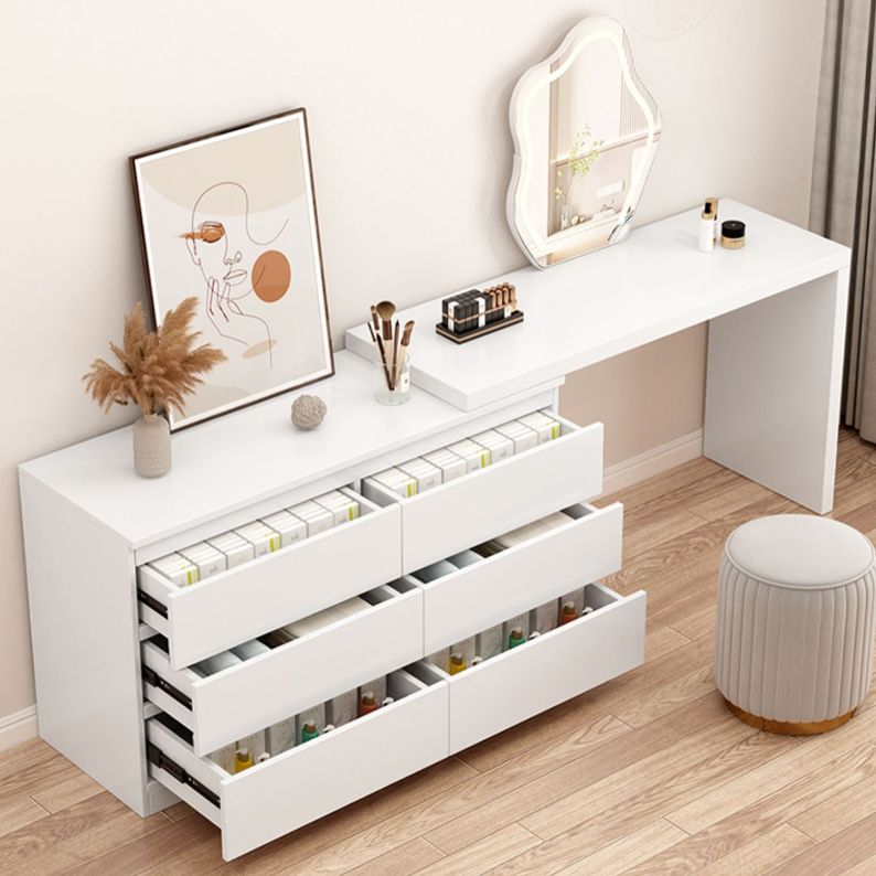 White Bedroom Lighted Mirror Wooden With Drawer Vanity Dressing Table