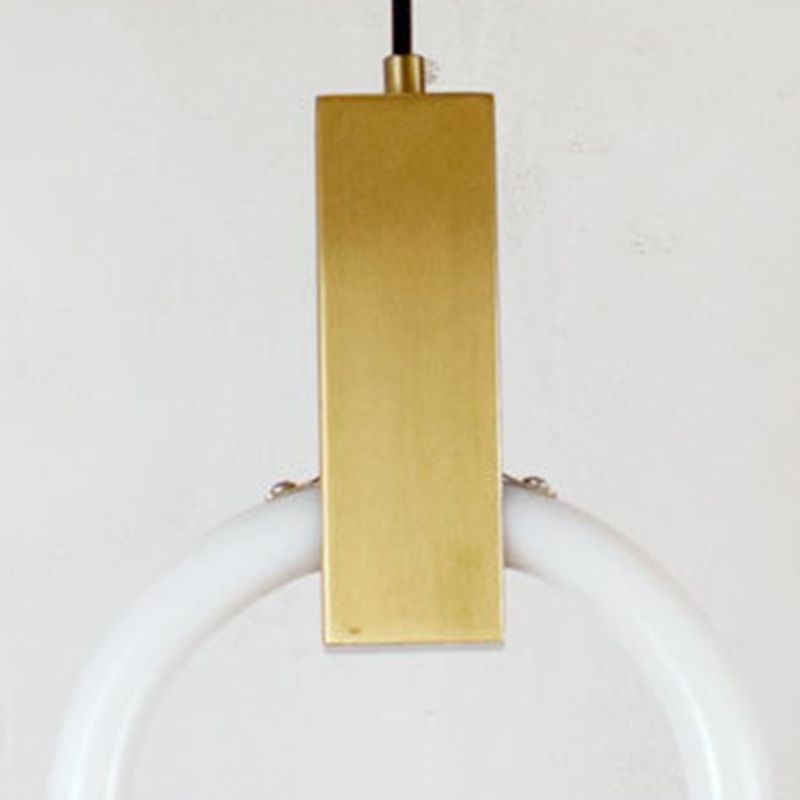 Metal Ring Pendant Lighting Fixture Simple Style LED Hanging Light Fixture in Gold