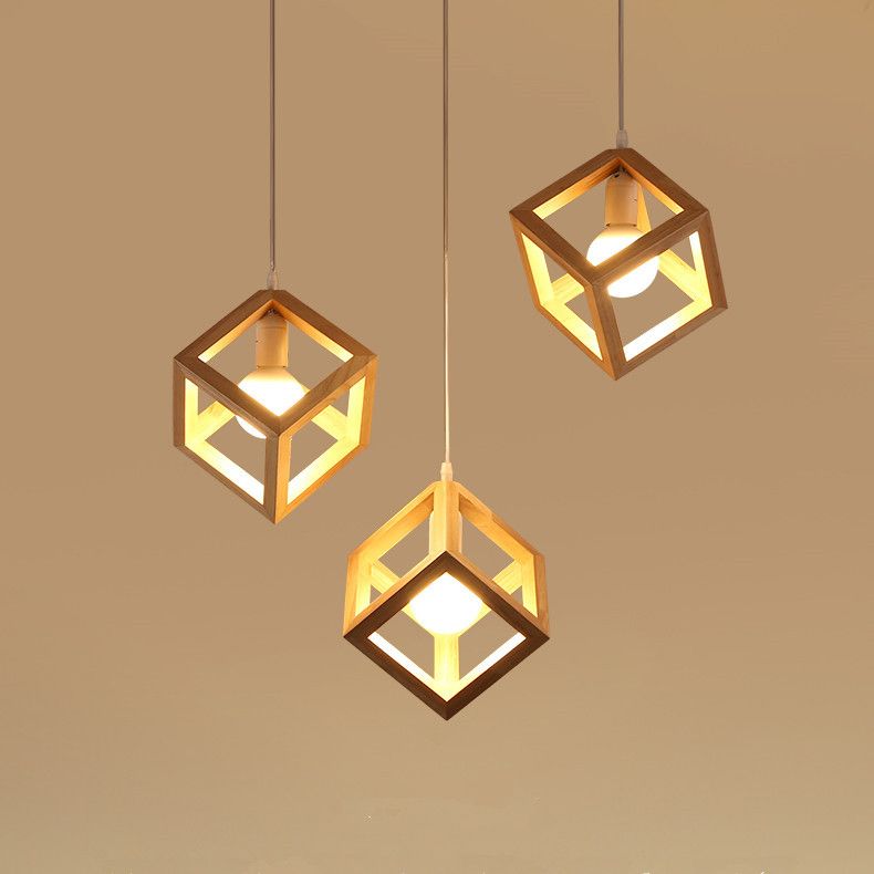 Lumières suspendues en bois massif moderne Géométrie Géométrie Alimin de support suspendu
