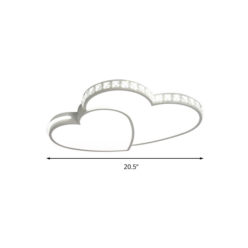 Plafonnier contemporain en forme de cœur avec cristal transparent, plafonnier LED en acrylique blanc pour Foyer