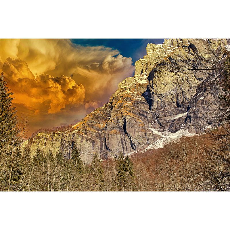 Mountain Landscape Removable Wall Mural for Sitting Room, Personalized Size