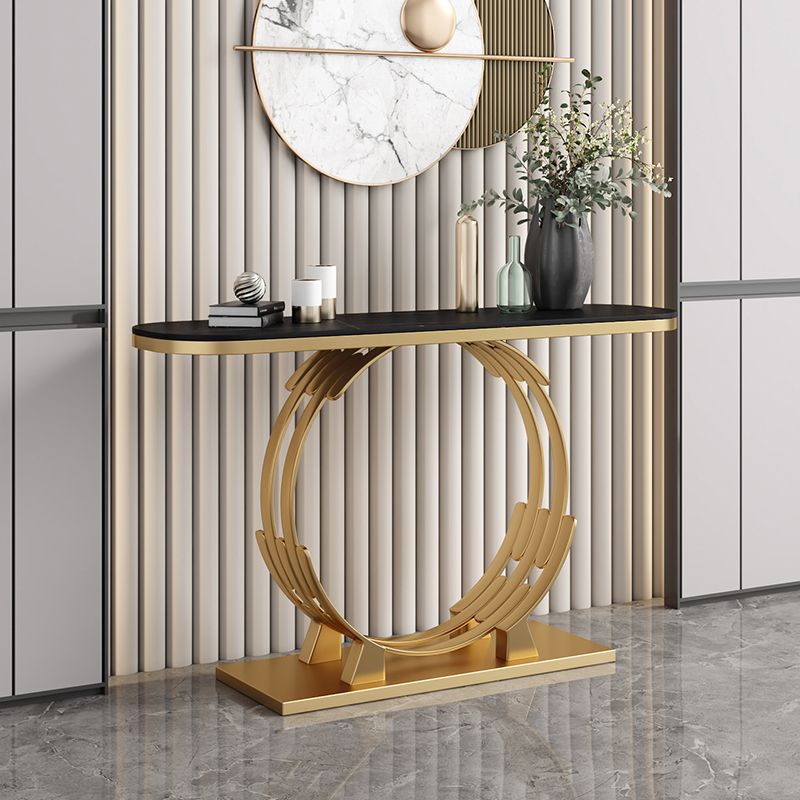 Glam Marble and Metal Rectangle Console Accent Table for Hall