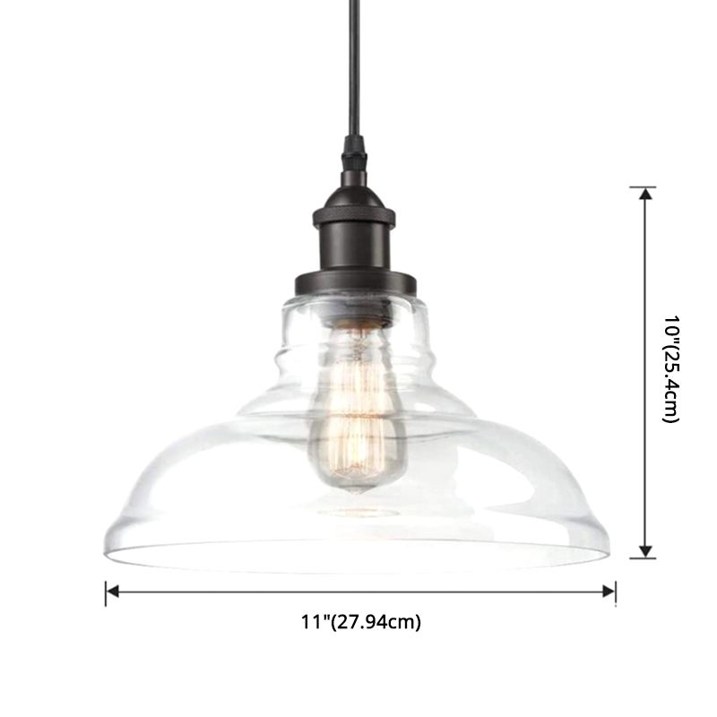 Bowl Restaurant Pendant Lighting Fixture Glass Minimalist Style Hanging Lamp Kit