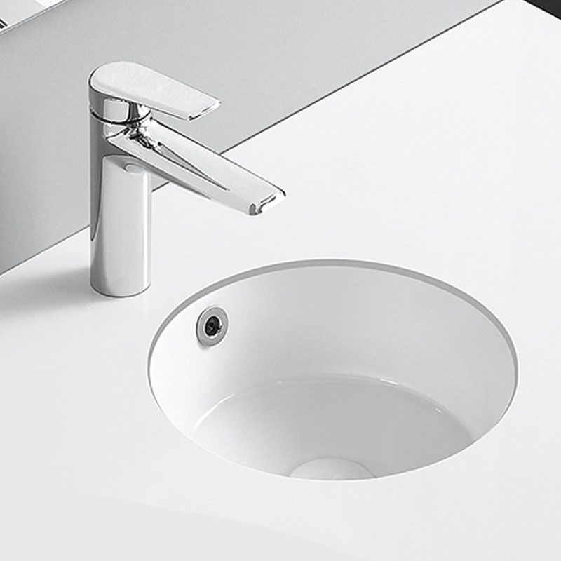 Circular Bathroom Sink Modern White Vitreous China Drop-in Bathroom Sink