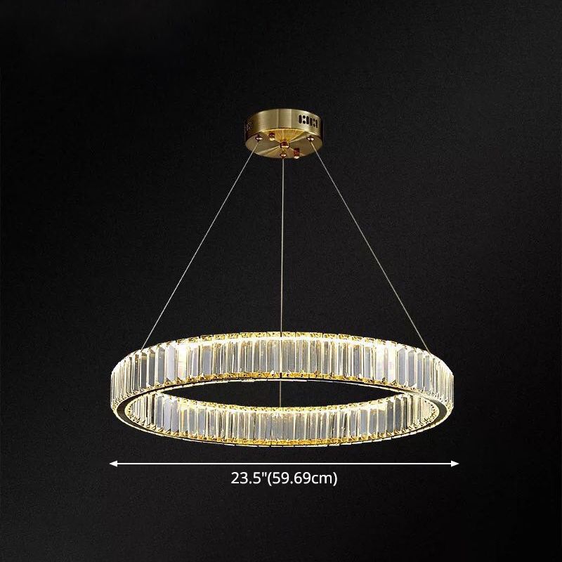 Ultra-modern Ring LED Chandelier Lamp Crystal Suspension Pendant Light for Living Room