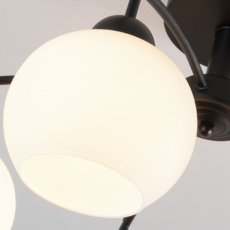 Light de plafond en métal avec du lait blanc givré en verre ombre ouverte globe semi-flinaire Mount Light pour le salon