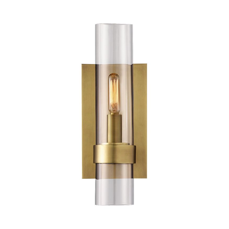 Zylinderleuchter leichter traditionelles klares Glas 2,5 "/5" breit 1 Kopfschwarz/Messingwand Lampenlampe für Treppe
