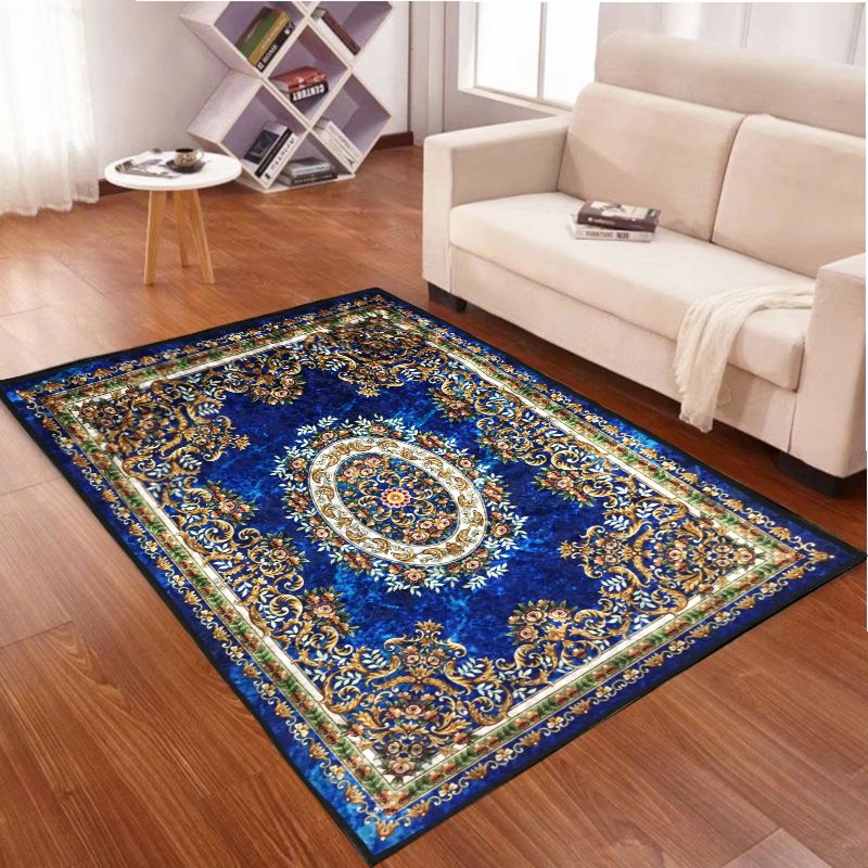 Stylish Medallion Pattern Area Carpet Red Traditional Area Rug Anti-Slip Rug for Living Room