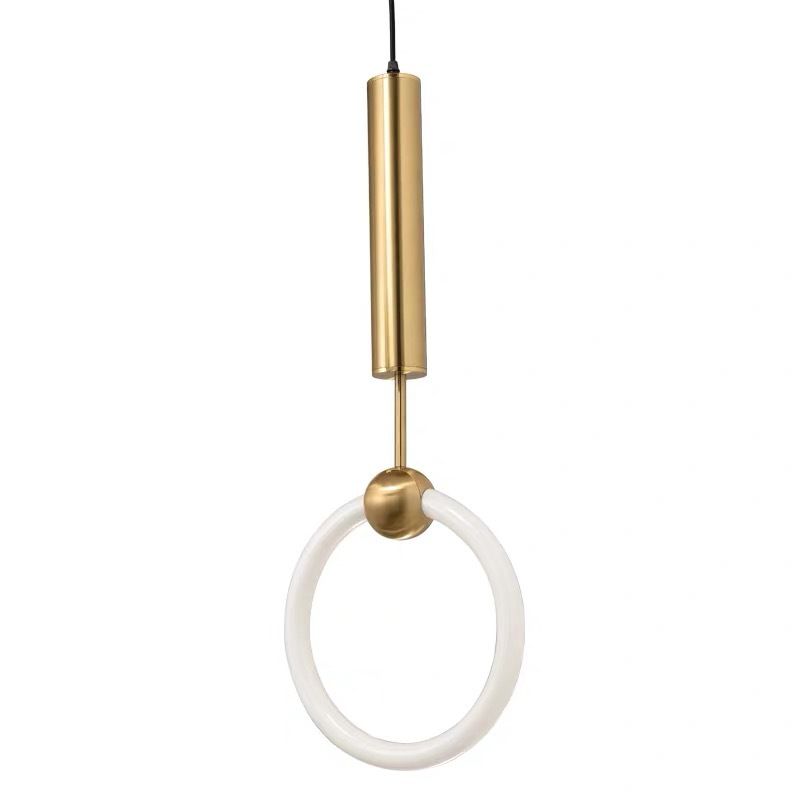 Circle Pendant Lighting Minimalist Metal LED Bedroom Down Lighting Pendant in White