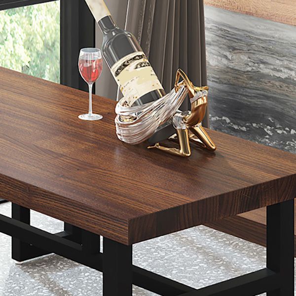 Industrial Rectangle Dining Table Wooden Table with Metal Base for Home Use