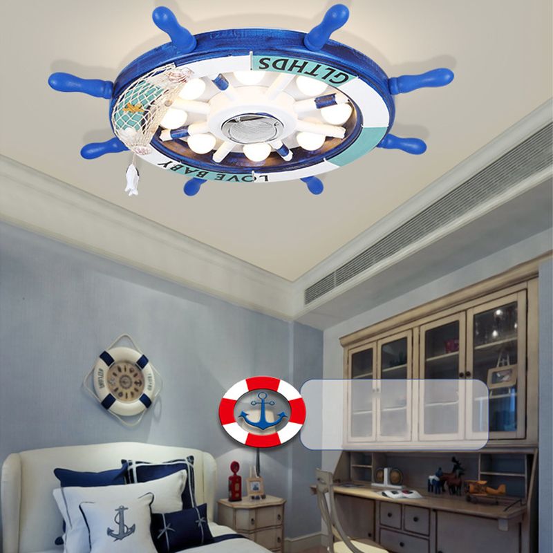 Plafonnier LED bleu en métal pour enfants, luminaire de plafond pour chambre d'enfant