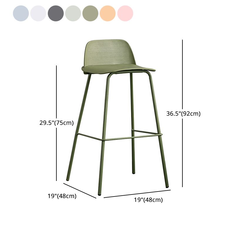 Rectangular Modern Plastic Bar Stool Backrest Footrest Counter Stool with Iron Legs
