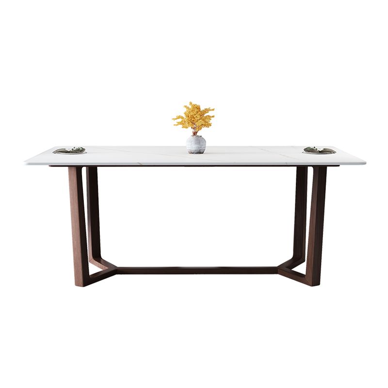 Sintered Stone White Top Table Industrial Trestle Base Table for Dining Room