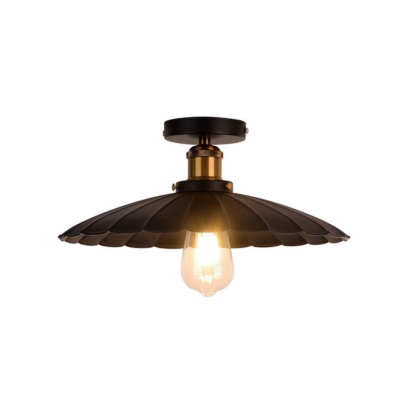 Metaalkleurige inbouwverlichting, retro-stijl gang-semi-inbouwplafondlamp met één lamp in zwart