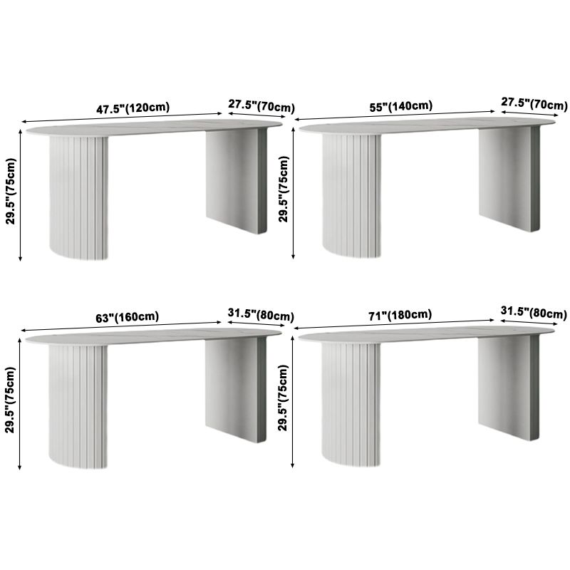 Metal Modern Oval Dining Table White Sintered Stone Table for Dining Room and Kitchen