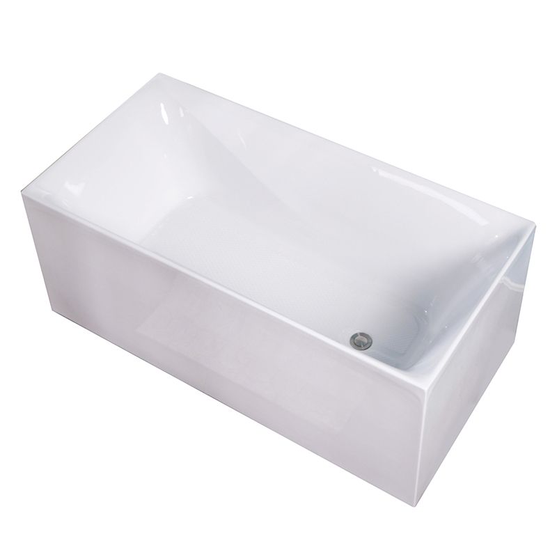Modern Acrylic Freestanding Back to Wall Bathtub Soaking Rectangular Bath Tub