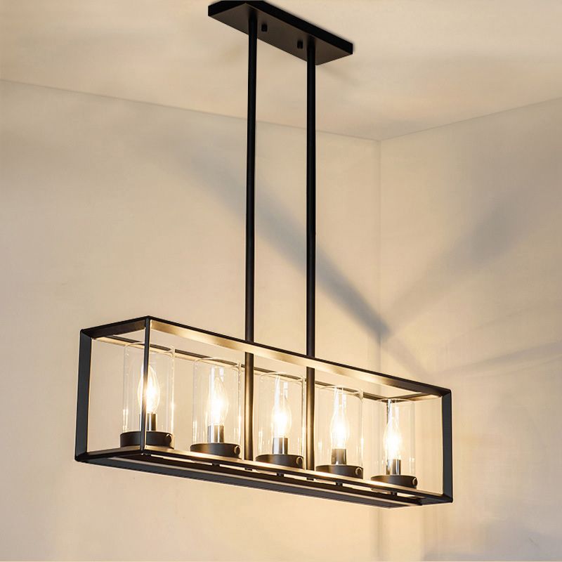 Lampadini del lampadario lineare industriale Smoke Glass Isola Lampadri per sala da pranzo