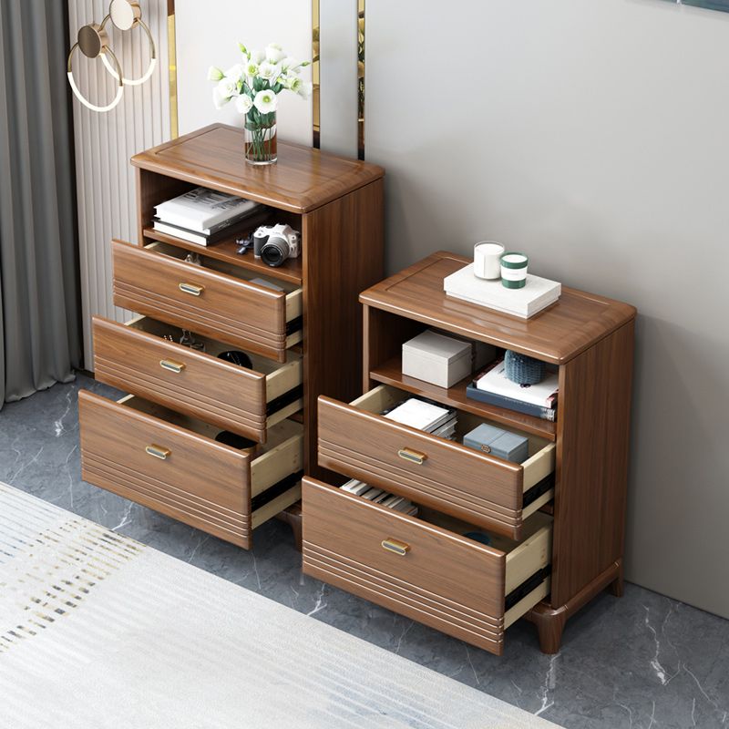 Mid-Century Modern Chest with 1 Shelf and Drawers and Legs in Walnut