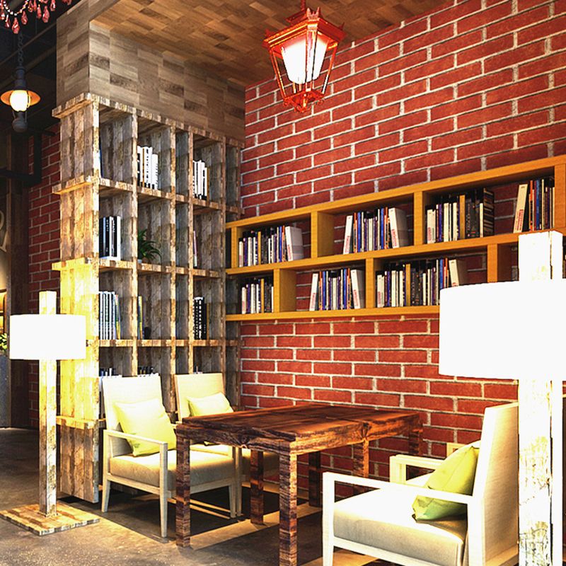 Brick Effect Wallpaper Roll Dark Color Industrial Style Wall Covering for Accent Wall