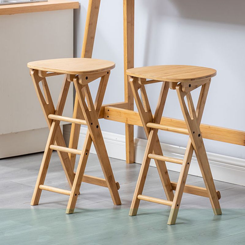 Nordic Style Armless Wood Barstools Folding Counter Stools for Living Room