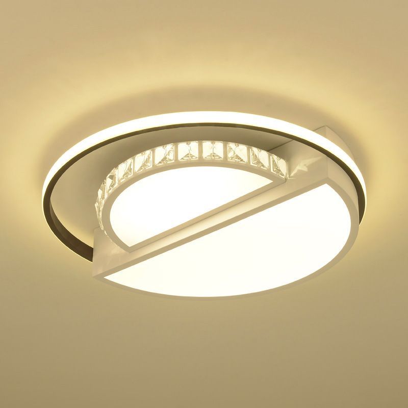 Modern Flushmount Light Metal Integrated Led Flush Ceiling Light in White for Living Room