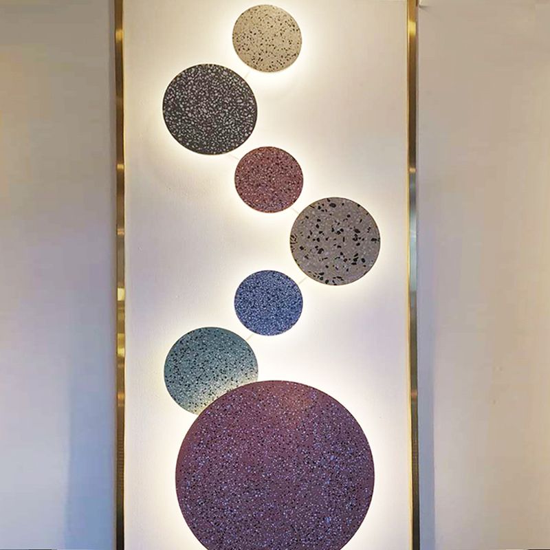 Modernist Sconce Lighting Circular Stone Wall Lamp for Hallway