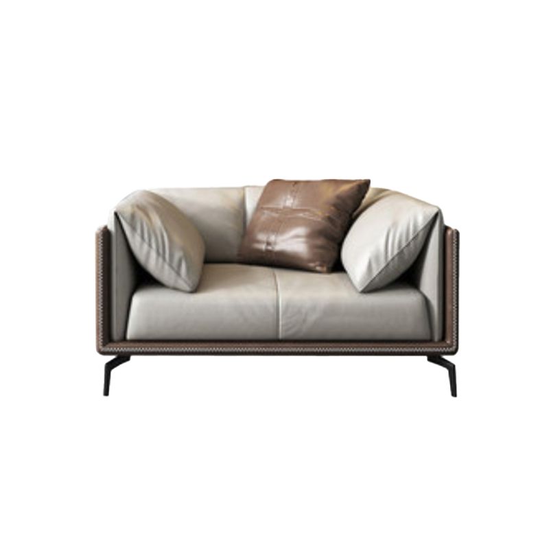 Contemporary Stationary Living Room Genuine Leather Pillow Top Arm Cushions Seating