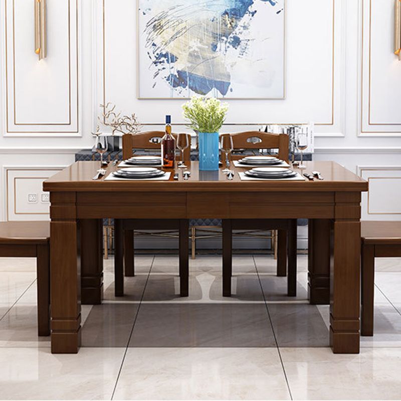 Dining Room Dinner Kitchen Table Rubberwood Rectangle Dining Table