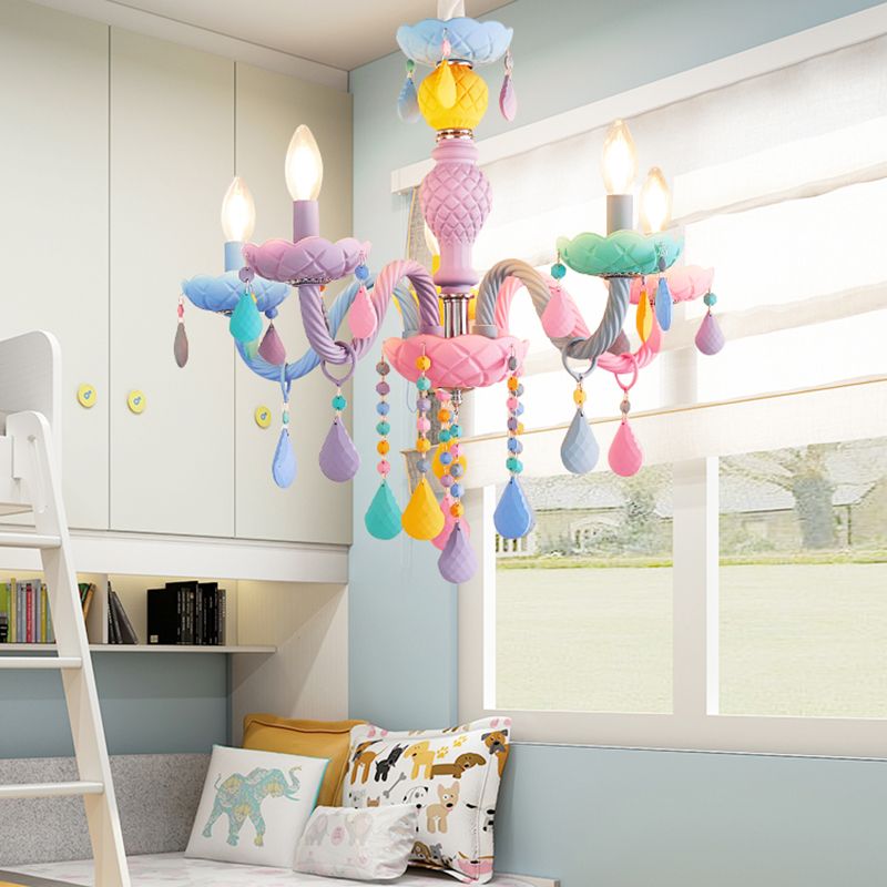 Veelkleurige kaarsenvormige kroonluchter lichte meid slaapkamer macaron verlichting hanger