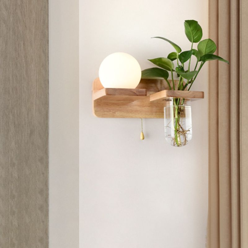 Modern Style Wall Light Fixture Wooden Wall Light Sconce without Plants for Bedroom