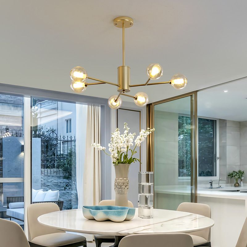 Modern Iron Geometry Hanging Lamp American Style Chandelier Light for Bedroom