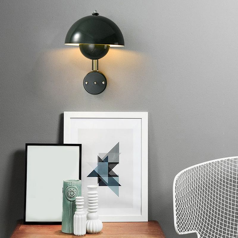 Dome Metal Wall Sconce Simple Macaron Style 1 Light Indoor Wall Mount Light Fixture