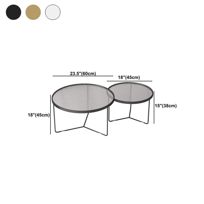 Glass Top Steel Coffee Table Round Minimalist Coffee Table for Living Room