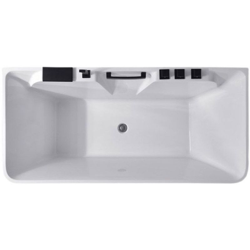 Modern Rectangular Bath Tub Bathroom Soaking with Center Drain Tub