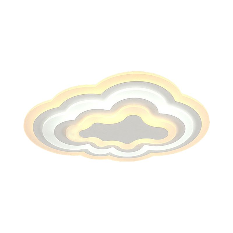 Cartoon Cloud Flush Deckenleuchte Acryl Kinderzimmer LED Unterputzbeleuchtung in warmem/weißem Licht, 19,5"/23,5"/31" Breite