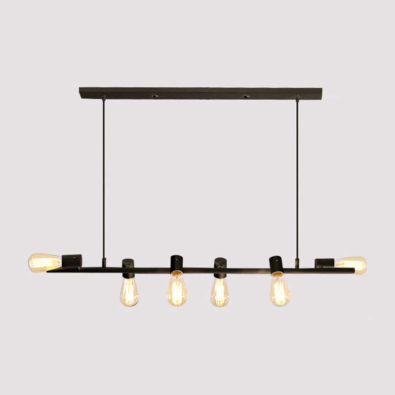 Industrial Style Iron Hanging Lamp Strip Shape Island Light Fixture for Dining Table