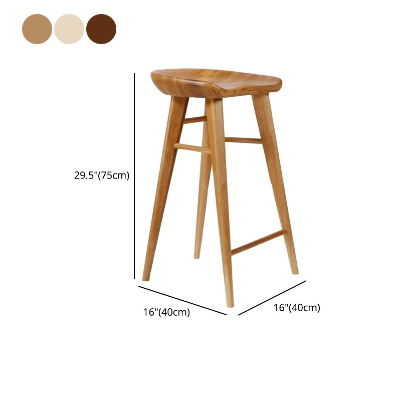 Modern Armless Counter Stool Wood Cafe Bar Stool with Wooden Seat and Pedal
