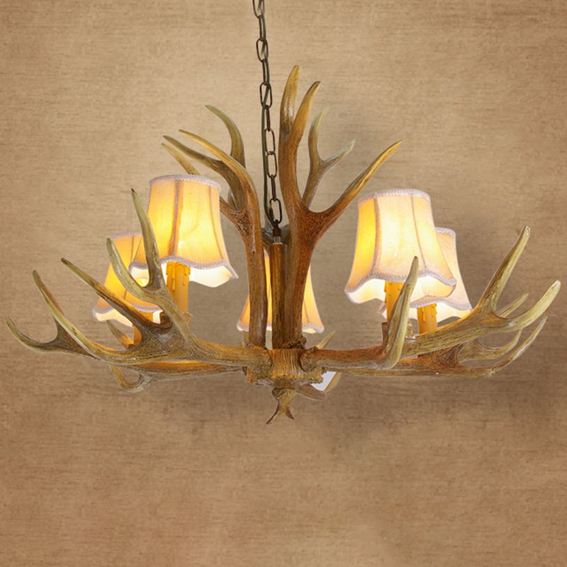 Classic Deer Horn Chandelier Pendant Light Resin Hanging Lighting for Living Room