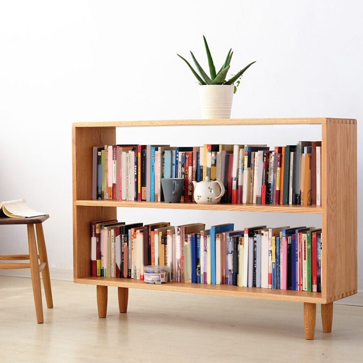 Scandinavian Open Back Bookshelf Standard Wooden Bookcase with Shelves