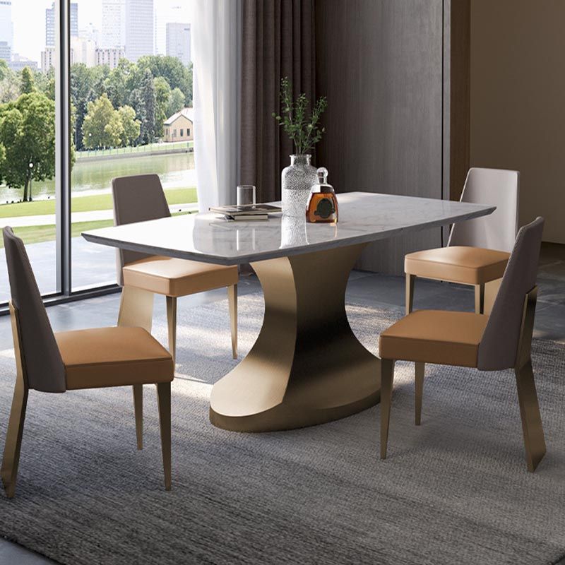 Designer Style Marble Top Dining Set Rectangle 1/4/5 Pieces Dining Room Table Set