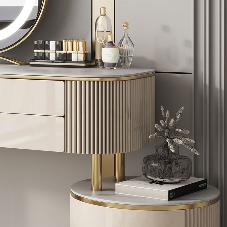 Glam Slate Top Make-up Vanity Wooden 5-Drawers Vanity Dressing Table