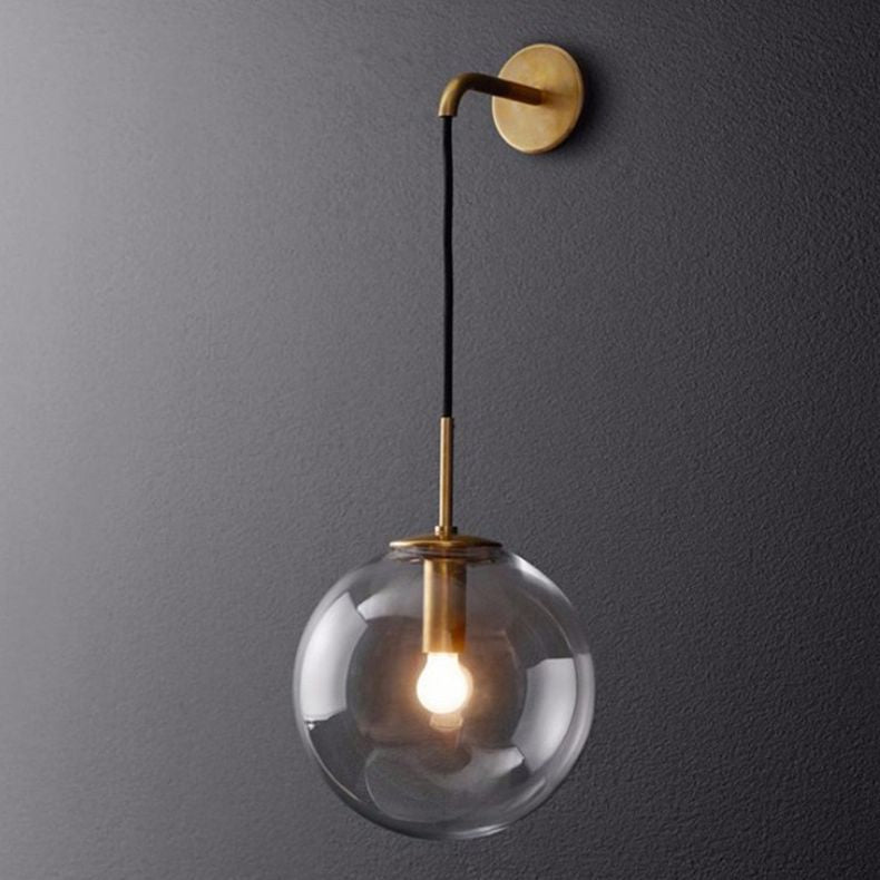 Globe Wall Mounted Lamps Vintage Simplicity Clear Glass Wall Sconce for Bedroom