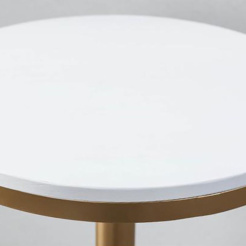 Industrial Gold Bar Table 21.6"W Round Top White Wood Bistro Table for Breakroom