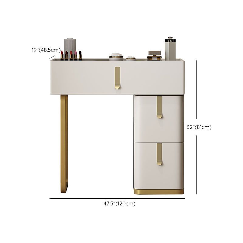 Glam Glass Top Vanity Dressing Table Set 3-Drawer Make-up Vanity