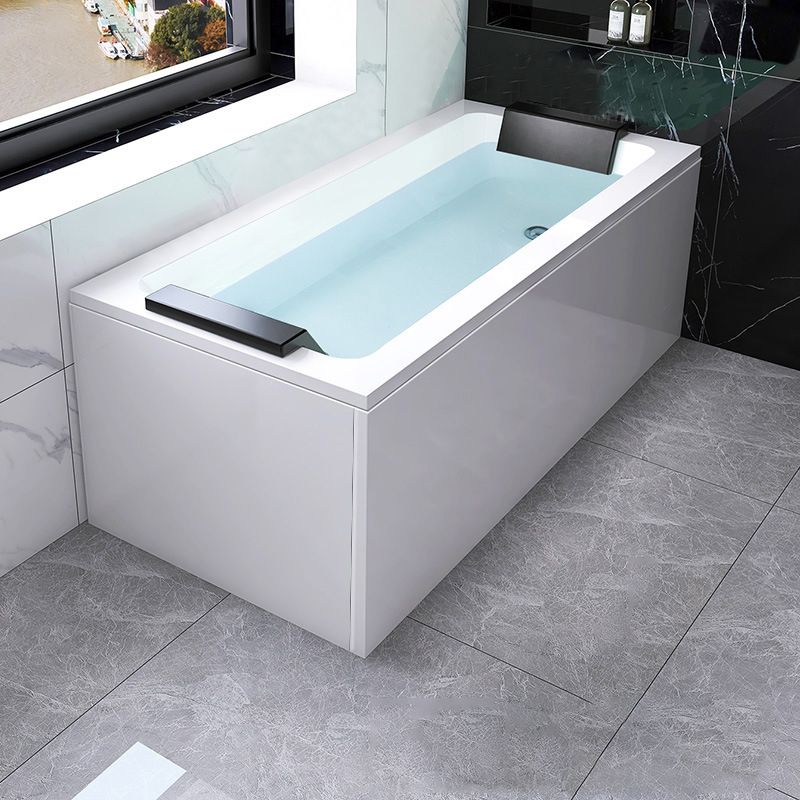 Modern Soaking Freestanding Bathtub White Acrylic  Rectangular Bath Tub
