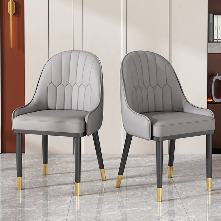Glam Style Parsons Dining Side Chair Leather Indoor Dining Chair